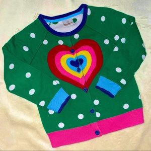 RARE Hanna Andersson Rainbow Heart Cardigan Size 6/7